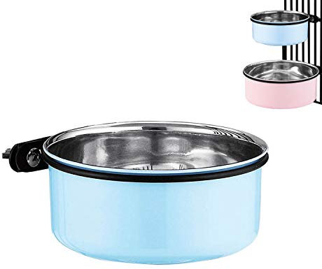 SUOXU Dog Crate Water Bowl,Crate Type Pet Hanging Bowl,Stainless Steel Dog Feeder Puppy Bowl Cage Dog Water Dispenser Non Spill,Small Dogs Cats Feeding Bowls and Food Bowls(850ml/1pcs)
