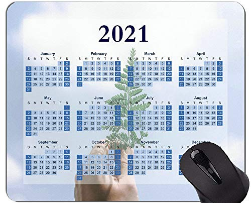 YENDOSTEEN 2021 Mauspad-Kalender, Blätter Baumgrünes Gummi-Mauspad
