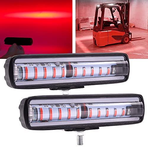 Biqing 2PCS LED Entrepôt Chariot élévateur Rouge,Universal 30W LED Lumière de Sécurité de Chariot élévateur 6 Inch Phare de Travail LED Tracteur 12V 24V LED Antibrouillard Feu Auxiliaire de Tracteur