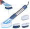 MASTERTOP Soap Dispensing Dish Brush, 4 in 1 Dish Scrubber Brush with Soap Dispenser, Washing Up Brushes for Kithen Pot Pan Sink Cleaning, Send 4 Brush Heads
