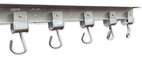 Teletoldo Kit Riel de Aluminio para Cortina Exterior (1,5 m) + 7 Poleas | Montaje a Techo | Blanco Lacado | Ideal para Toldos, Porches y Pérgolas