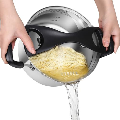 Cyrder Stainless Steel Pasta Pot- Induction Pasta Pot with Strainer, Easy Stain &Perfect for Single and Couple, Dishwasher Safe, 3 Quart