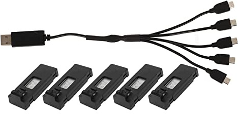 Alomejor Batterie au Lithium, Léger et Portable, 5 Pièces, avec Câble de Charge for Drone, pour Utilisation Extérieure, Vol Urbain, et en Tous Lieux.