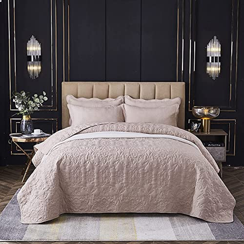SETSCZY Einfarbige Steppdecke Tagesdecken Set Baumwolle Vintage Patchwork Tagesdecke Wendbare Gesteppte Überwürfe Decken Doppel Super King Bett Größe 2 Kissenbezüge,Rosa,240 * 250
