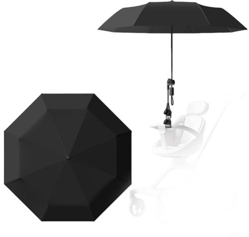 Ombrellone parasole per passeggino, con protezione UV 50+, per neonati e bambini, colore nero