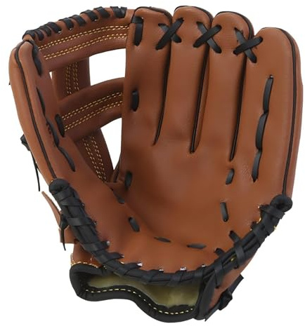 Basebollhandske för barn/ungdomar/vuxna, sport softballhandskar i PU-läder vänster hand (brun B, 11,5 tum)