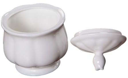 WEKADRIN Sucrier Céramique Blanc avec Couvercle Pot de Conservation Élégant pour Sucre et Condiments Récipient Pratique pour Cuisine et Table