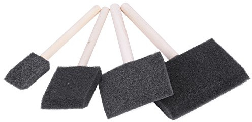 Generic Juego de Pinceles de Esponja para Pintura y Graffiti - Diferentes Formas Fáciles de Dibujar - 4 Piezas de Cepillos de Espuma con Mangos de Madera para Limpiar el Polvo, Negro 16 * 7,5 Cm y