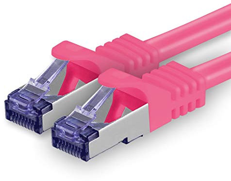 1aTTack.de Câble Réseau CAT7 CAT 7 10 Gigabit - 1x 1m - RJ45 Ethernet LAN DSL Routeur Modem - Magenta
