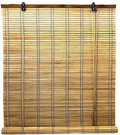 Bambusrollo Fenster Sichtschutz Rollos in Bambus Raffrollos aus Holz Einfache Montage (B110 x H225 cm, Braun)