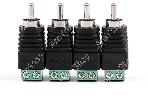 4 Pcs Terminal Block Dc Power to RCA Male for TV Video Adapter Cinch Connector for CCTV Cameras Connector