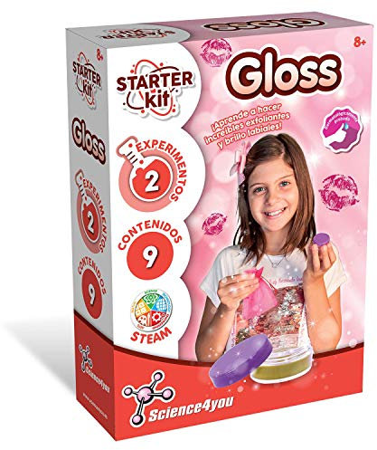 Science4you Starter Kit Lipgloss – Haz Tus Propios Brilhos de Labios, Regalo Científico y Educativo, Juego de Cosmética y Belleza, 2 Experimentos Sencillos y Divertidos para Niños 6 7 8+ Años