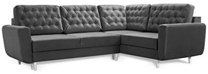 Robin Inspire Linda Ecksofa mit Schlaffunktion 2X Bettkasten Kissen Sofa L-Form Schlafsofa Freistehende Eckcouch Schlafcouch Wohnzimmermöbel Wohnlandschaft Rechts Anthracite
