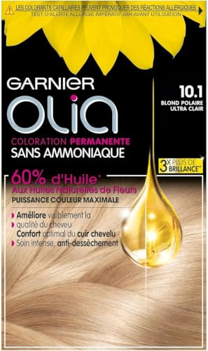 Garnier Olia permanente Haarfarbe, ohne Ammoniak mit natürlichen Blütenölen, Polarblond Ultra hell (10,1)