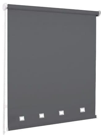 Square Eyelet Light Filtering Roller Blinds, Dark grey (W 180cm x H 210cm) | Polyester Fabric, Trimmable, Daylight window Blind, Child Safe, Easy Fit, Suitable for Home Office, Cord Control.