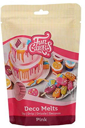 FunCakes Deco Melts Rosa - Trempez, coulez, arrosez et décorez ! Faire fondre brièvement au micro-ondes ou au bain-marie , 250 g