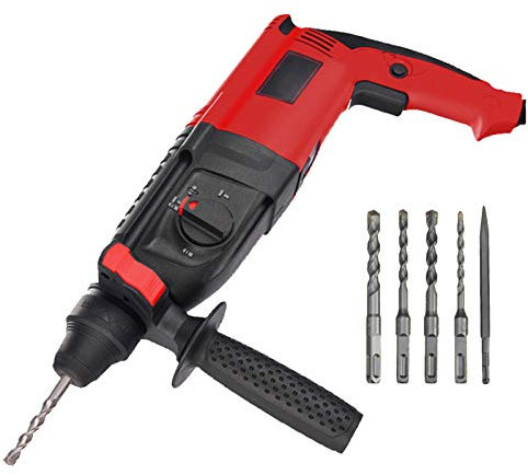 Perforateur, 800W Marteau Piqueur, 3.2J, 880 Watt, 3 Fonctions Perçage Du Béton, SDS-Plus, Comprend 4 Forets Et Un Burin Pointu, Avec Étui