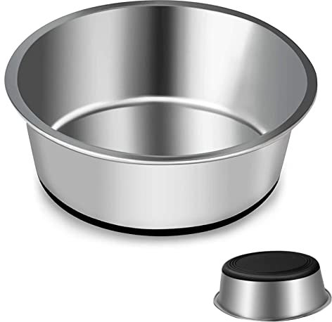 SUOXU Heavy Stainless Steel Dog Bowls,Large Dog Bowl With Non-slip Silicone Bases,Pet Feeding Bowls,2500ML Large Dog Feeder Bowls And Water Bowls(XL-26cm)