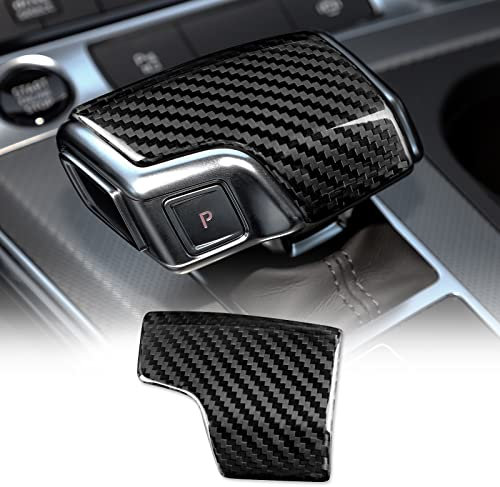 KUNGKIC Kohlefaser Auto-Schaltknauf-Abdeckung Aufkleber Innenraum Compatible with Audi A6 A7 SQ8 RS6 RS7 Q7 Q8 S8 Getrieberahmen Dekorativ Zubehör (Schwarz)