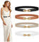 WERFORU 4er Pack Damen Dünne Elastische Gürtel Mode Blattlegierung Schnalle Dehnbar Dünner Taillengürtel für Kleider Schwarz/Weiß/Braun/Beige