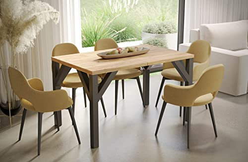 Endo-Moebel Esstisch Baltika 130cm - 185cm erweiterbar ausziehbar Synchronauszug Säulentisch Küchentisch (Craft Eiche)