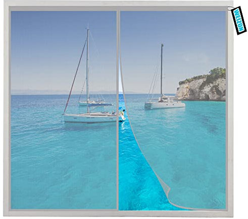 Fliegengitter Fenster Mit Rahmen 120x180cm Grau Insektenschutz Balkontür Fliegenvorhang Magnetische Adsorption Moskitonetz Tür für Flure/Türen/Fenster