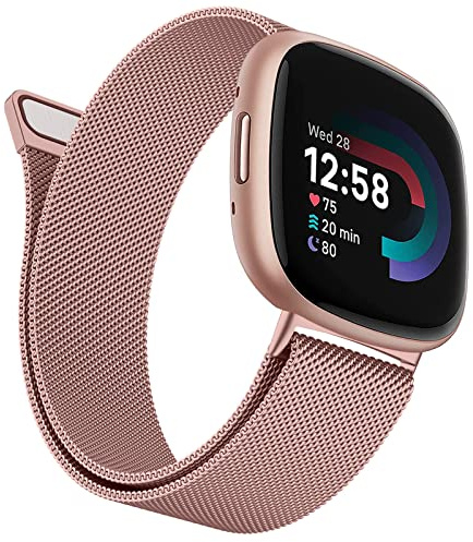 Wanme Metallarmband, kompatibel mit Fitbit Versa 3/Versa 4/Fitbit Sense/Sense 2, für Damen und Herren, Edelstahl, verstellbar, Ersatzarmbänder