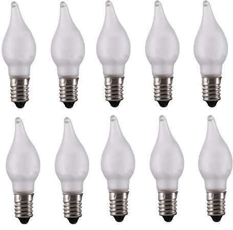 ShuoHui 10x E10 LED Lampe Ersatz Glühbrine Glühlampe bogen Lichterkette Schwibbogen 0.2W 10-55V AC WarmWeiß 20LM