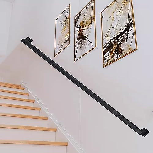 SXBHDM Rampe d'escalier – 180cm 2m 240cm 3m Mains courantes pour escaliers extérieurs intérieurs Montage Mural Balustrade Garde-Corps en Fer forgé, Barre d'appui antidérapante, Noir (Size : 240cm)