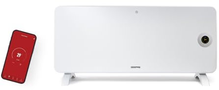 Geepas Electric Smart Panel Heater 2000W | Wall Mounted or Freestanding Convector Heater with WiFi App LED Touch Control Child Lock | IP24 Rated Water Resistant 24H/Weekly Timer | 2 Yr Warranty