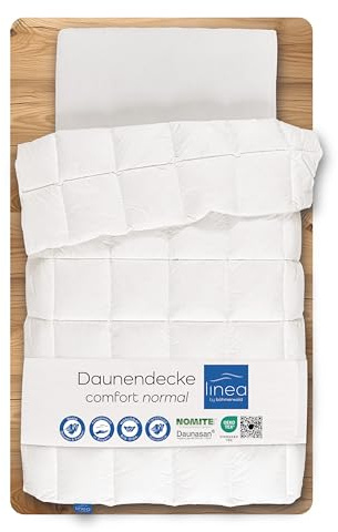 LINEA by böhmerwald - Comfort - kuschlige Daunendecke normal, 220x240, 90% Neue Flauschige Daunen / 10% Federn Klasse 1, Allergiker geeignet, waschbar bis 60 °C, in Deutschland produziert