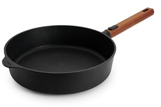 Woll Eco Logic QXR - Padella a bordo alto, induttiva, diametro 28 cm, altezza 7 cm, con manico in legno rimovibile e sostenibile, adatta per tutti i piani cottura, senza PFAS, rivestimento