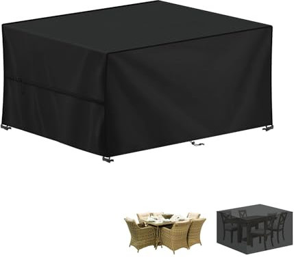 LAMUNI Funda Mesa Jardin Impermeable 140x80x75cm Funda Muebles Jardin Rectangular Cubierta para Muebles de Jardin 420D Tela Oxford Cubierta de Mesa Exterior Funda Protectora Mesa, Anti-Viento, Anti-UV
