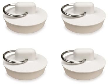 1-3/8(34.5mm-40mm) White Drain Stoppers, Bath Sink Plug, Rubber Seal Plugs Covers Caps with Hanging Ring for Bathtubs, Kitchen Sinks, Hand Basins, 4Pcs