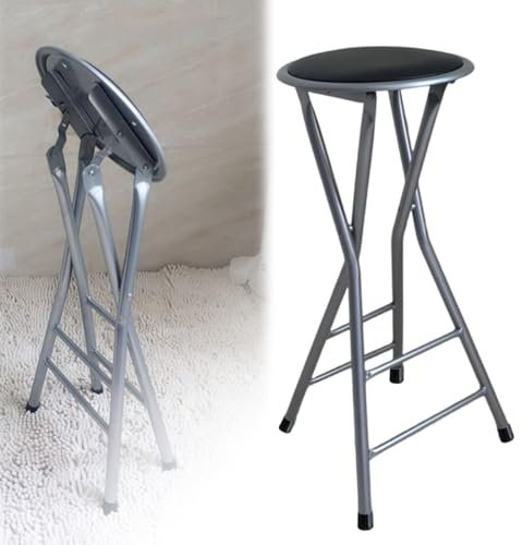 Sgabello da Bar Pieghevole Ad Altezza Banco, Seggiolone da Cucina con capacità 100 kg, Sgabello Pieghevole Nero per Adulti, Altezza Seduta 60cm (Size : Set of 1)