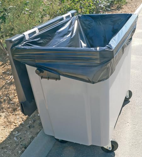 Müllbeutel, 1000 – 1100 L x 50 cm | Schutzhülle für Behälter 1000 l | Beutel 1100 Liter schwarz blickdicht | alle Arten von Abfall und Müll | Dicke 30 µ | auslaufsicher und schmutzabweisend