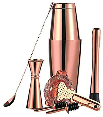 DDNGEJ Shaker Cocktail Barman 28 OZ Set Shaker in Rame in Acciaio Inossidabile 304 per Barman Kit da 8 Pezzi