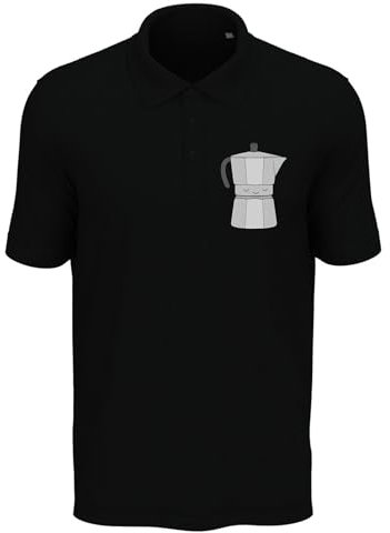 Atspauda Cute Sleeping Coffee Percolator Men's Cotton Polo Shirt Black Medium