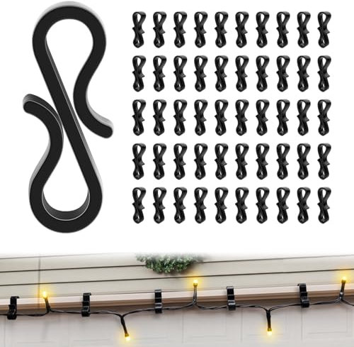 Etopgo 120pcs Mini Plastic Gutter Hooks, S Clip Hooks for String Lights,Outdoor Light Hook Clips for Wedding Christmas Halloween Garden Tree Home Decor,Outside String Lights