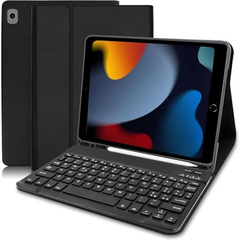 COEZFE Custodia Tastiera per iPad 9 Generazione 2021, Custodia con Italiano ‎QWERTY Bluetooth Tastiera per iPad 9a Gen/iPad 8a Gen 2020/ iPad 7a Gen 2019/ iPad Pro 10.5/ iPad Air 3/ ipad 10,2, Nero