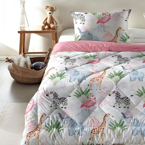 Zelesta Kiddybed kinderbettwäsche 135x200 4 Jahreszeiten - Bettwäsche winterdecke und Sommer-Bettdecke - Waschbare kinderdecke ohne Bezug - Kinderbettdecke mit Muster (Colourful Animals)