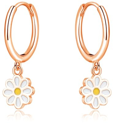 Loutade Ohrringe Silber 925 für Damen, Sterling Silber Creolen mit Anhänger | Creolen Silber 925 mit Wassertropfen / Schwarz Herz / Sonnenblume Anhänger, Hypoallergen Leichte Ohrringe Silber Hängend