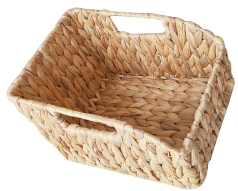 VOSAREA Cesto Intrecciato in Giacinto d Acqua Per Ripiani Portaoggetti Rustico Per Tavolo Organizer Capacità Per Piccoli Oggetti Snack Cosmetici e Giocattoli