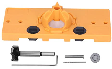 ZAWELIYO Hinge Hole Saw Jig ABS Drilling Guide Locator Positioner Tool for Bench Drill, with Depth Stop Feature, Suitable for Drilling Cup Holes on Wardrobe Doors or Tables