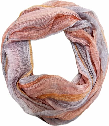 J26 Streifen Seide Loop Regenbogen Rainbow Farbverlauf Sommer Frühling Schal Verlauf Silk Uni Rundschal Schlauchschal Stola leicht 2025 Neu (B Orange)