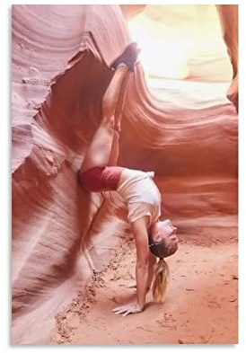 RIDAEX Quadro A Olio su Tela 30 * 50cm Senza Cornice Ballerina Addison Rae che pratica yoga nel canyon decorata decorazione poster soggiorno camera da letto pittura