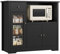 HOCSOK Aparador Cocina para Microondas Alacena de Cocina con 3 Estantes Puertas y Cajones Mueble de Almacenamiento para Cocina y Comedor de Madera Negro 90 x 40 x 82 cm