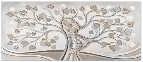 Lupia - Stampa su Tela Canvas World AMORE e famiglia, Quadro Moderno 52x122 cm, Arte Digitale Alta Risoluzione, Tema albero della vita con testo decorativo, da Parete per Casa, capezzale