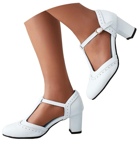 Generisch Scarpe tradizionali da donna, eleganti Mary Jane Shoes Slingback, scarpe da sposa, décolleté, scarpe da ballo, blu, 36