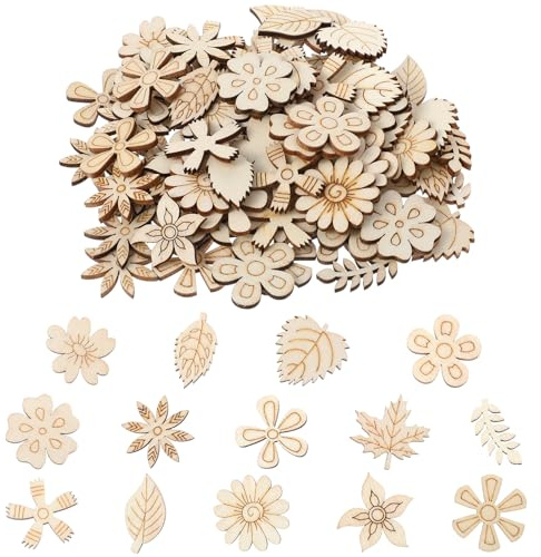 100 unidades de decoración de madera para decoración de boda, decoración de mesa, artesanía de madera, flores y madera, para decoración de mesa, manualidades, Navidad, cumpleaños, bodas